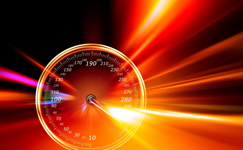 Acceleration speedometer on night road